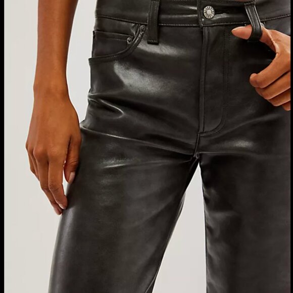 NWT AGOLDE Sloane Leather Pants in Smoke | Size 28 - Picture 5 of 8